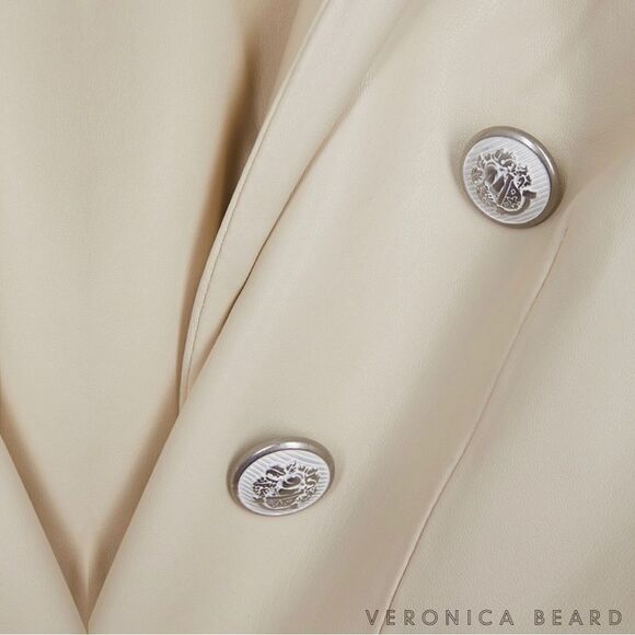 Veronica Beard **NWT** Beacon Dickey Faux Vegan Leather Blazer Jacket in Ecru - Picture 6 of 15